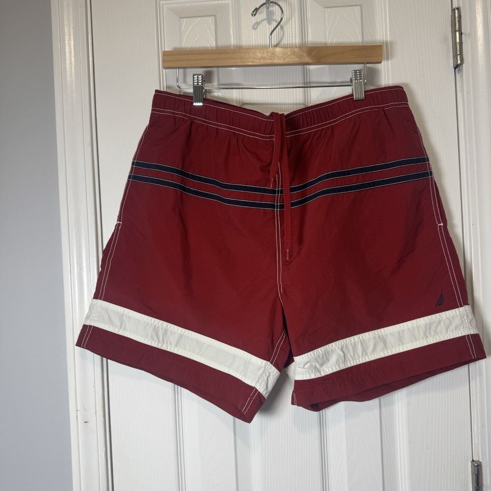 Vintage Nautica Swim‎ Trunks Mens Large L Red